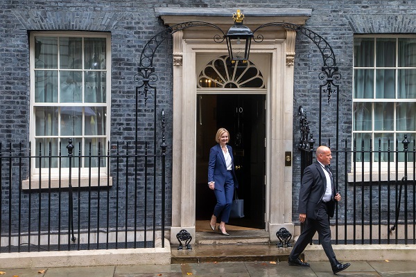 Liz Truss leaves 10 Downing Street for PMQS